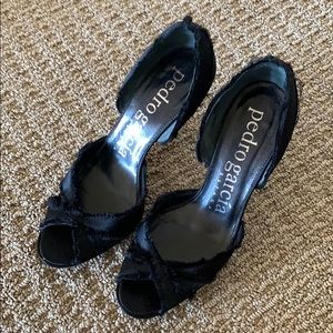 Pedro Garcia Satin Open Toe D’Orsay - Black (38.5)